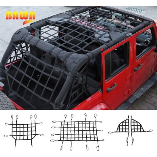 BAWA Car Top Roof Cover Multifunctional Net Side Body Trunk Cargo Net for Jeep Wrangler JK 2007-2017 Car Styling Install Net