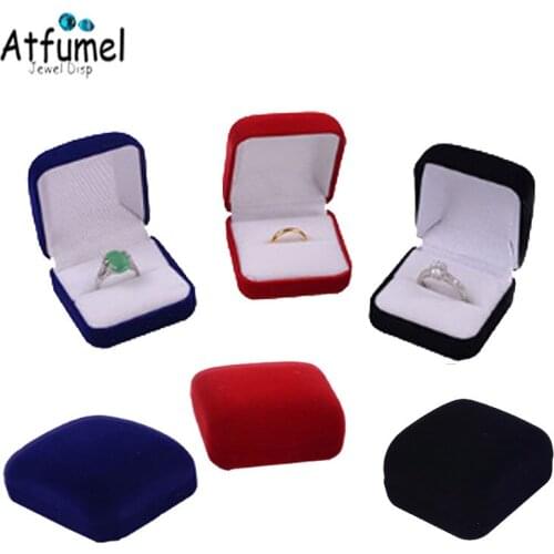 60Pcs Velvet Ring Jewelry Box Lovely Stud Jewelry Gift Box Wedding Anillo Organizer Birthday Christmas Ring Storage Case