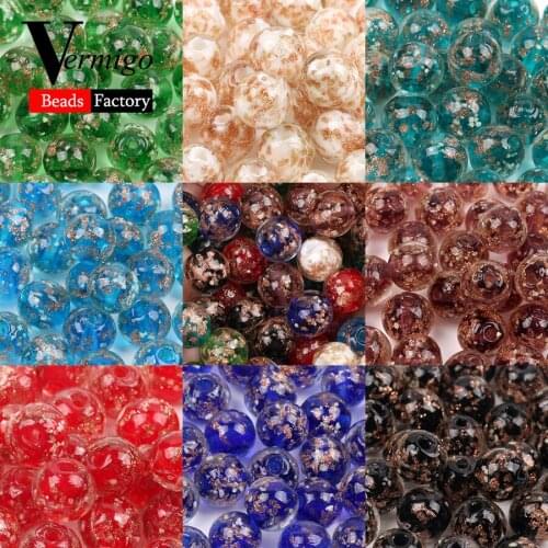 10pcs 10mm Round Beads Luminous Lampwork Glass Spacer Beads for Needlework Jewelry Making DIY Bracelets Crafts Findings