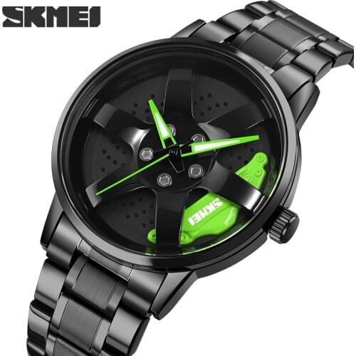 SKMEI Quartz Mens Watches Movement Stainless Steel Waterproof Watch For Men Hollow Rotation Dial Wristwatch Relogio Masculino
