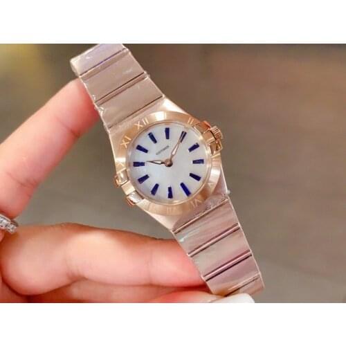 27mm Women Quartz Watch Mother Pearl Dial Clock Star Stainless Steel Colored Stone Ice Diamond Shell Famous Sapphire Watch