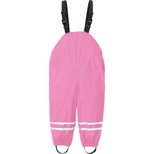 Pink Red Children Waterproof Rain Mud Pants Waterproof Overalls Windproof Waterproof Mud Jumpsuit Clothes Rain Dungarees L3