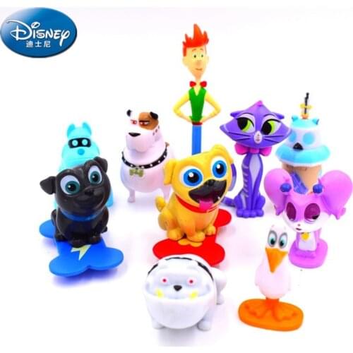 Disney 12PCS Puppy friend Puppy Dog Pals Bingo Rolly Bob doll model Character Action Map cake decoration Childrens toy gifts