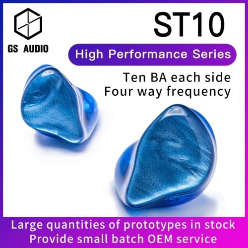 GS AUDIO ST10 10BA Hybrid Driver HiFi In-Ear Earphones with 0.78 2pin Detachable Cable IEMs for Audiophiles Musician OEM ODM