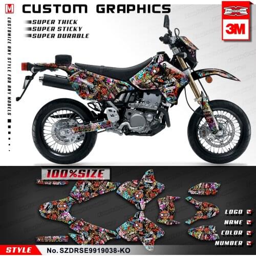 KUNGFU GRAPHICS Personalised Stickers Full Wraps Kit for DRZ400SM 1999 2000 2001 2002 2003 2004 2005 2006 to 2019