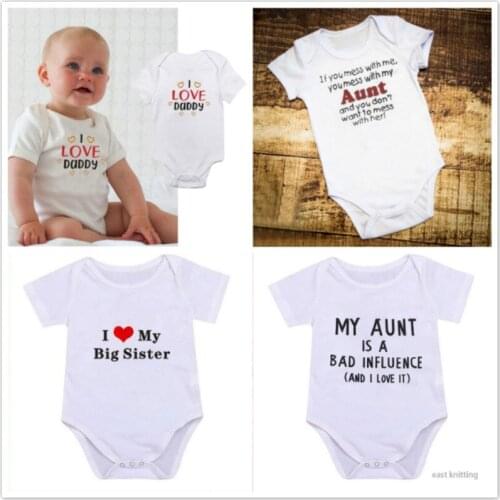 Summer White Newborn Baby Boy Girl Short Sleeve I love Daddy Romper Infant Jumpsuit Cute Costumes Baby Clothes One Piece Outfits