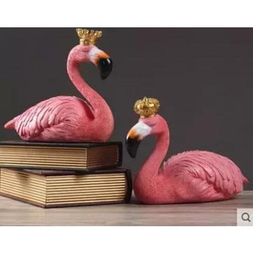 Creative retro animal bird sculpture decoration, flamingo statue crafts, home office restaurant desktop wedding decoration gift