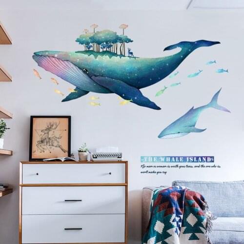 Creative Dream Whale Wall Stickers Living Room Bedroom Bathroom Murals Sofa Background Furntiure Decals Wallpaper Self-adhesive