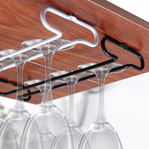 Kitchen Wine Glasses Rack Wrought iron Hanging Goblet Holder Display Stand Bar Stemware Storage Rack Cabinets Cup Hanger