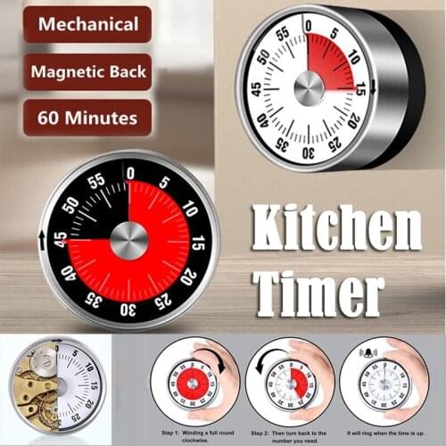60-Minutes Kitchen Stainless Steel Visual Cooking Timer Alarm Magnetic Mechanical Timer