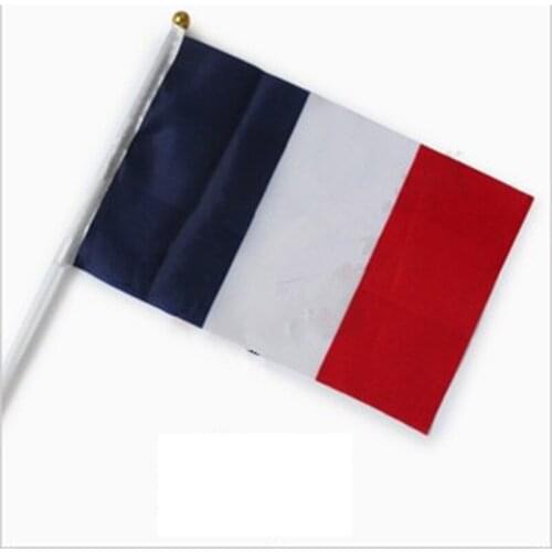 Small France Hand Waving National Flag 14*21cm #8 Polyester Flag 5pcs