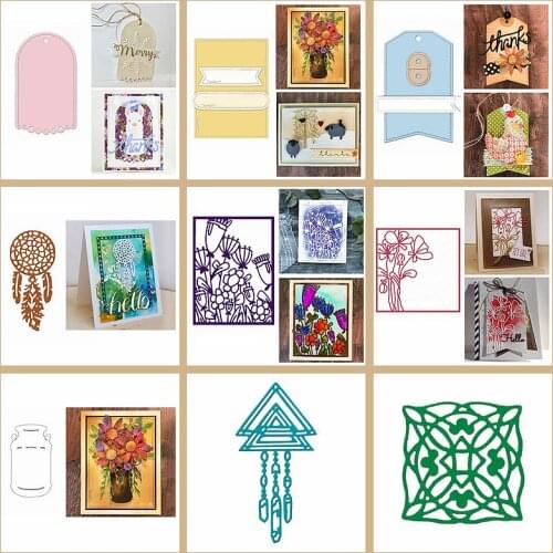 Metal Cutting Dies Flower Round Square Triangle Pattern Frame Tag Diy Stencils Make Cards Scrapbook Craft New Template 2021 Hot