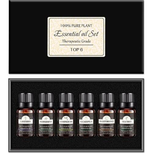 6Pcs Aromatherapy Essential Oil Set Pure Care Essence Tea Tree Lemongrass Lavender Essential Oil For Diffuser Soap Candle Oil
