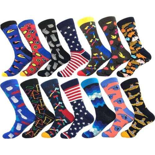 Winter Cotton Color Men Socks Fun Crazy Teen Women Socks Funky Funny Novelty Happy Long Socks Autumn Oak Barrel Pattern Sock