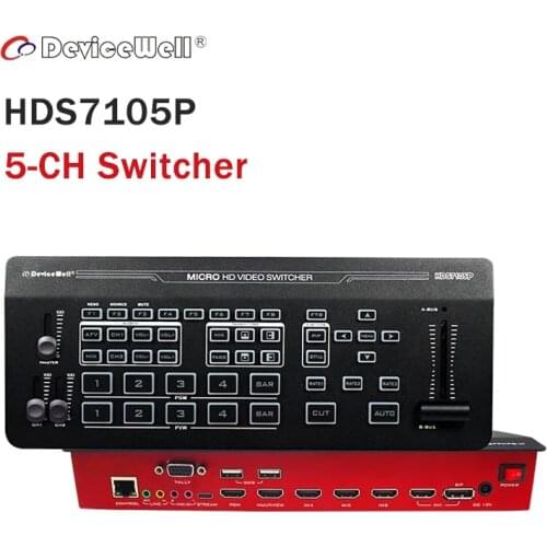New DeviceWell HDS7105P Video Switcher 5-CH Video Switcher 4*HDMI-compatible 1*DP SWITCHER for Video Stream HDS 7105P