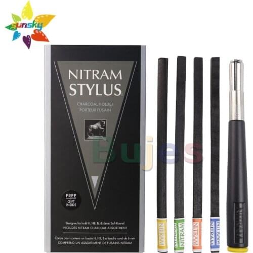 Original Canada Nitram Sketching charcoal bar Sketch charcoal pen soft charcoal 4pcs Extended penholder set Art supplies