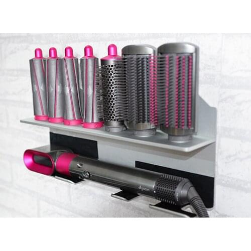 Hair Salon Barbershop Bathroom Aluminum Alloy Hair Curls Curling Wand Wall Mounted Holder Storage Organizer Stand Rack