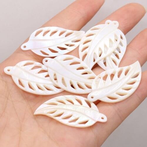 Natural White Shell Wing Pendant Bead Hollow Hole DIY Bracelet Necklace Earrings Hair Bun Gift Jewelry Accessories Beads 20x40mm