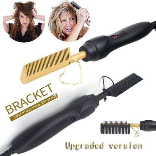 Hot comb straightener electric Hot Heating Comb 2 in 1 professional Hair Straightener Hair Curler Multifunctional Straightening