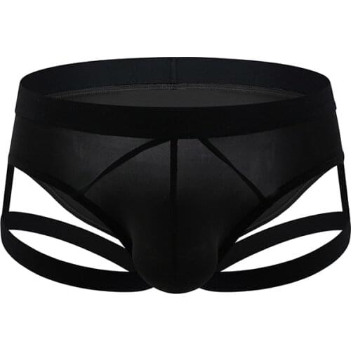 Leg Ring Straps Belt Panties Sexy Mens Briefs Underwear Ice Silk with Harness Bulge Penis Pouch Lingerie hombre Underpants