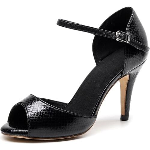 Women High Heel Sandals Woman Latin Leather Shoes Girls Genuine Leather Outsole Salsa-dance-shoes Ladies Ballroom Dancing Shoes