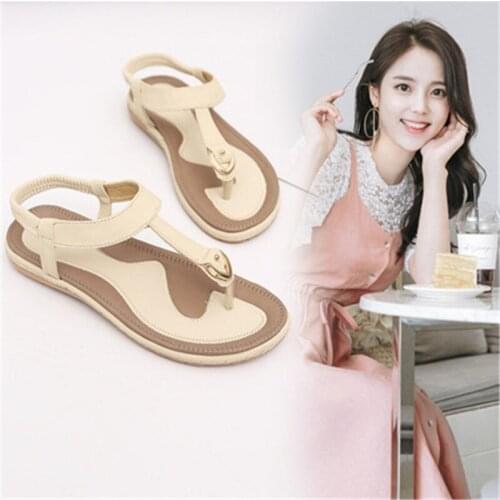 Womens fashion and comfortable sandals Bohemian style flip-flops summer leisure outdoor soft solid color ladies slippe