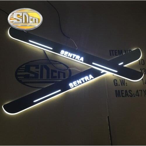 SNCN 4PCS Car LED Door Sill For Nissan Sentra 2015 2016 2017 2018 Ultra-thin Acrylic Dynamic LED Welcome Light Scuff Plate Pedal