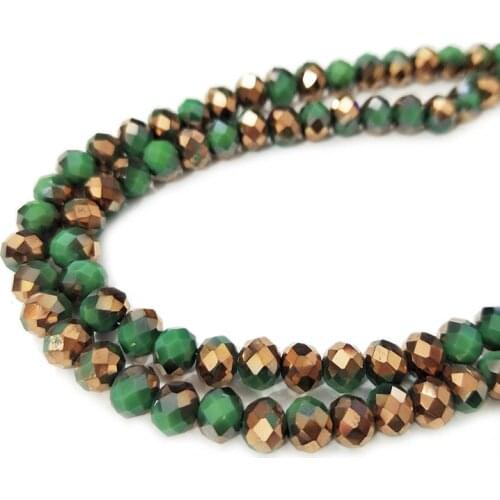 STENYA 6mm 90pcs Copper Green Color Plating Crystal Beads Rondelle Faceted Bow Knot Bracelet Jewelry Lariat Necklace Accessories