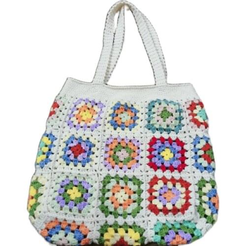 Crochet flower Female Woolen Knitted Braid Criss Cross Handbag Teenager Crochet Fashion Retro Chic Capacity Shoulder Bag