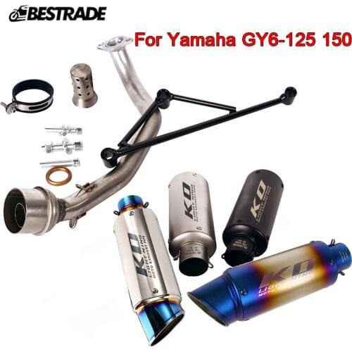For Yamaha GY6-125cc 150cc Motorcycle Exhaust Header Pipe Bracket Vent Tubes With DB Killer Escape 51mm Muffler Tips Stainless