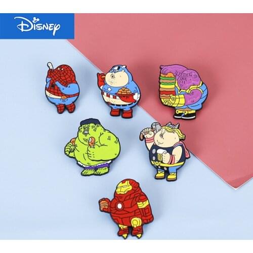 Disney Marvel Avengers Cartoon Brooch Funny Obesity Captain America Iron Man Thor Spider-Man Enamel Badge Pin Collect Gift