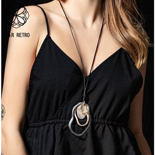 Trend Choker Chains Around the Neck Suspension Necklace for Women Long Jewelry Collar Pendants Mothers Day Offers Free Shipping