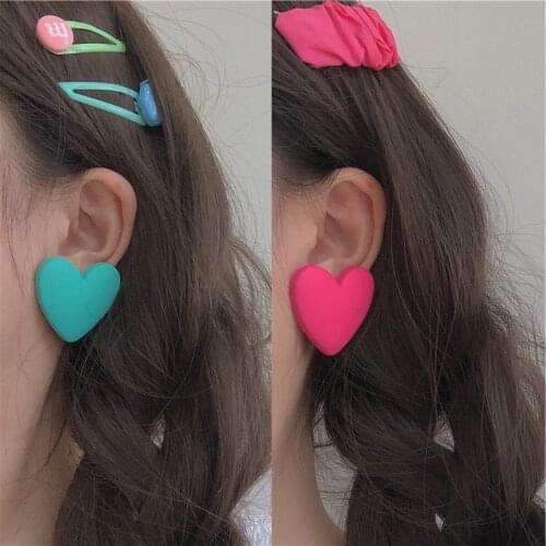 Find Me Exaggerated Acrylic Large Heart Stud Earrings For Women Fashion Jewelry