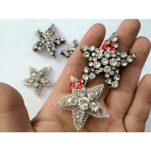 Stars handmade beaded sequins Rhinestones brooch patch vintage embroidered fabric applique bag clothing decoration sew on patch