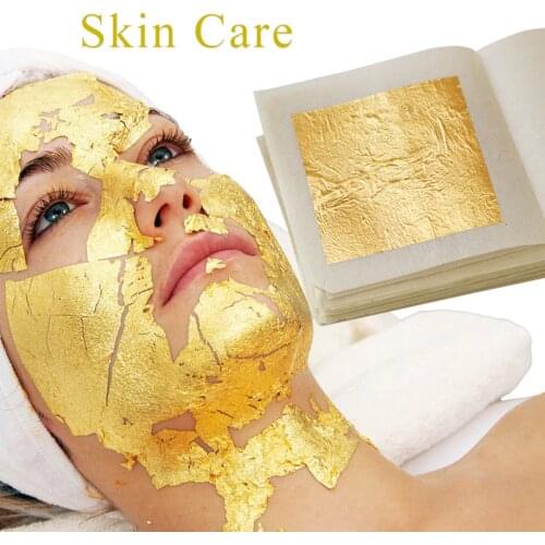 24K Edible Glitter Pure Gold Leaf Sheets 100 Sheets 4.33 X 4.33cm for Cooking, Cakes and Chocolates, Decoration, Health & Spa