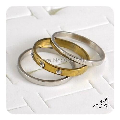 16pc/lot 3 IN 1 Rhinestone Cubic Zirconia Set for women Stainless Steel Ring Wedding Ring Fashion Jewelry Wholesale