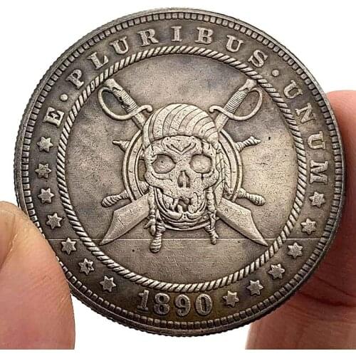 1890 American Vagrant Coin Skull Pirate Commemorative Coin Gift Lucky Challenge Coin