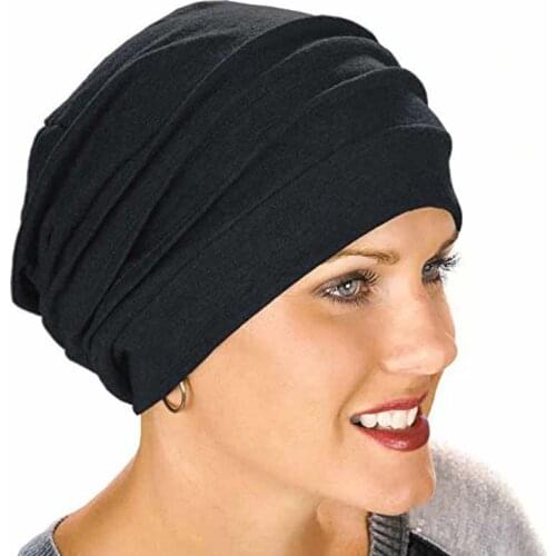 2020 Elastic Cotton Turban Hat Muslim Hijab Solid Color Women Warm Winter Headscarf Bonnet under Hijabs Cap chemo hat