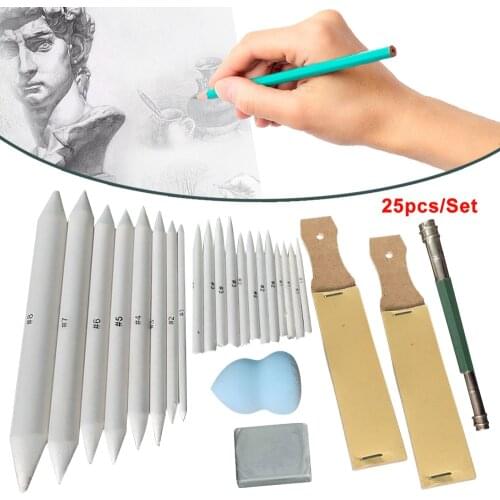 25pcs Blending Paper Stumps Art Drawing Stump Eraser Extender Sketch Tools