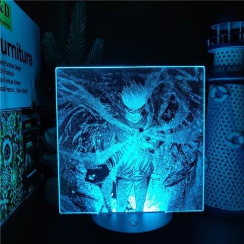 Gojo Satoru Anime Figure 3D Night Light Jujutsu Kaisen Manga LED Lampara Home Decoration Lamp Kawaii Room Decor Sunset Lamp Neon
