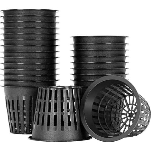 60 Pack Net Cups Slotted Mesh Wide Lip Filter Plant Net Pot Bucket Basket for Hydroponics 3 Inch