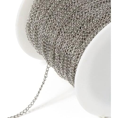 10meter 2/3/4mm Stainless Steel Chain Twist Link Chain For DIY Jewelry Making Necklace Bracelet Tail Extend Chain Accessories