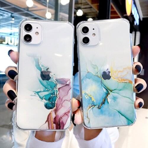 Gradient Marble Clear Phone Case For iPhone 11 12 Pro Max 6s 7 8 Plus SE2020 XR XS Max X Vintage Colorful Transparent Back Cover