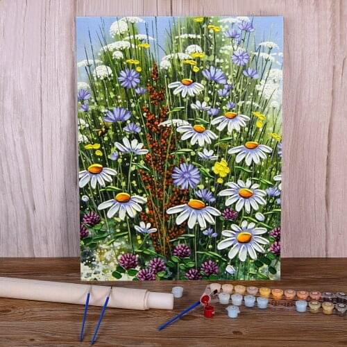 Flower Painting By Numbers Complete Kit Acrylic Paints 50*70 Paiting By Numbers Home Decor For Handiwork