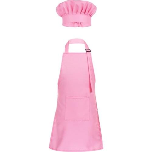 Children Unisex Kids Boys Girls Adjustable Apron and Chef Hat Set for Kitchen Diy Cooking Baking Painting Training Costume