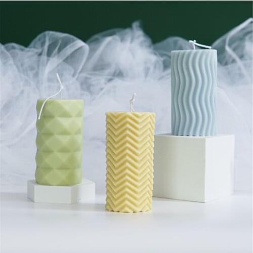 Cylindrical Candle Mould Silicone Geometric Modern DIY Homemade Craft Tool Aromatherapy Candle Molds Diy Mold Candle Making Kit