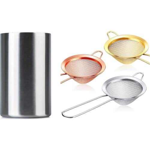 HOT-Insulated Wine Cooler Bucket with Wine Aerator with 3 Pieces Cocktail Strainer Stainless Steel Tea Strainers