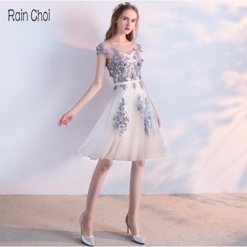 Short Cocktail Dresses Above Knee Evening Dress Applique Robe de soirée Mini Cocktail Gowns