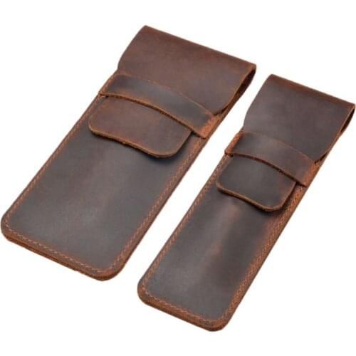 Leather Leather Pen Holder Brown Fountain Pen Pouch Pencil Holder Handmade Ballpoint Pen Protective Sleeve Cover For Office