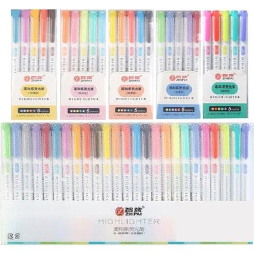 Highlighter Pens 5/25 Colours Assorted Double-Head Fineliners Chisel Tip Slim Highlighters Dual Tips Pastel Marker